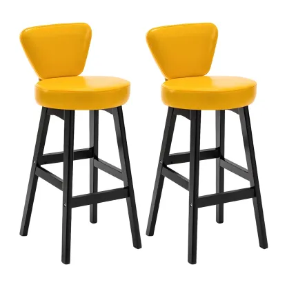 Brown Round Leather Counter Height Bar Stools Image - 50