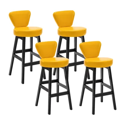 Brown Round Leather Counter Height Bar Stools Image - 51