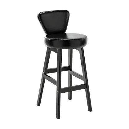 Brown Round Leather Counter Height Bar Stools Image - 55