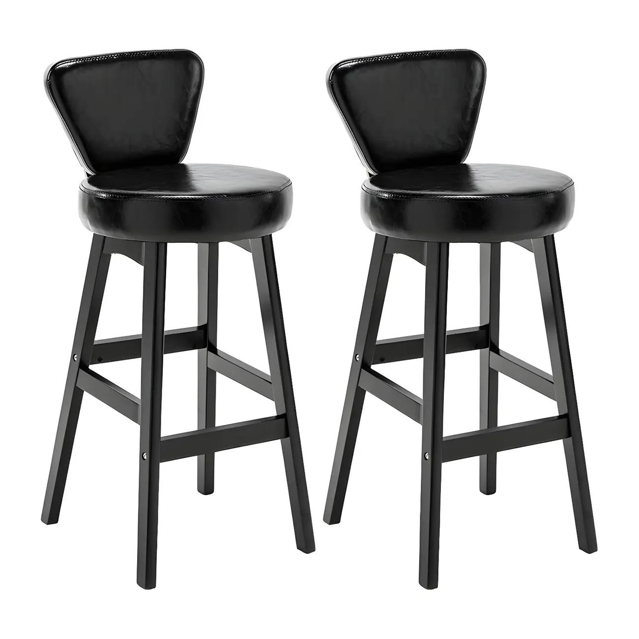 Brown Round Leather Counter Height Bar Stools Image - 56 | homeyfad