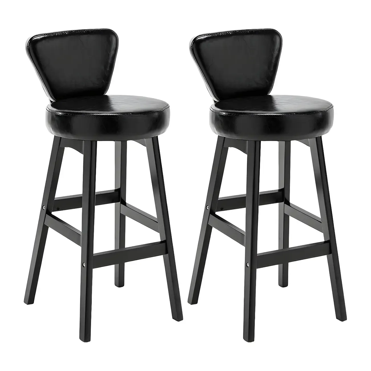Brown Round Leather Counter Height Bar Stools Image - 56
