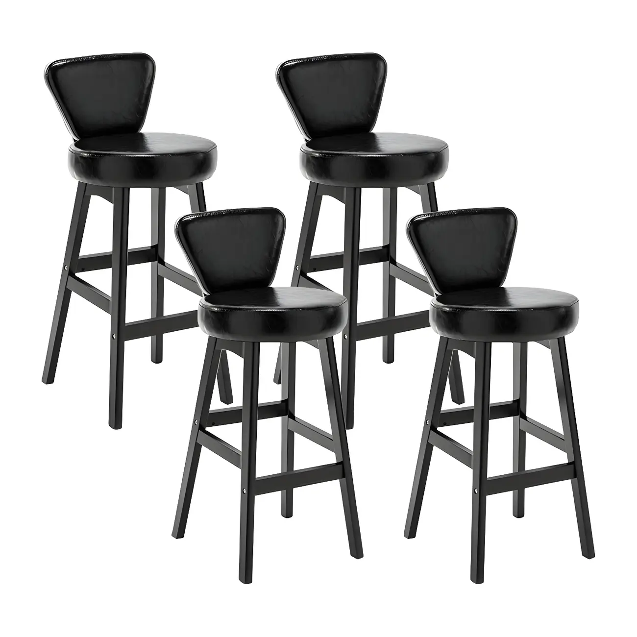 Brown Round Leather Counter Height Bar Stools Image - 57 | homeyfad