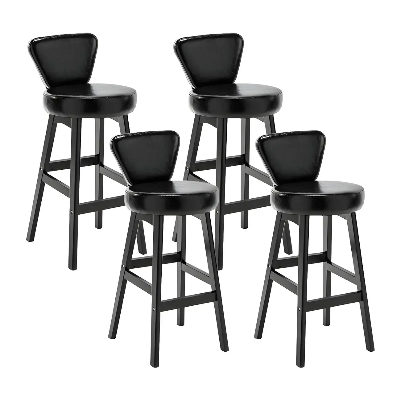 Brown Round Leather Counter Height Bar Stools Image - 57