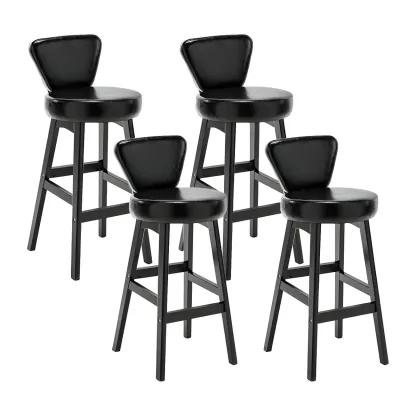 Brown Round Leather Counter Height Bar Stools Image - 57