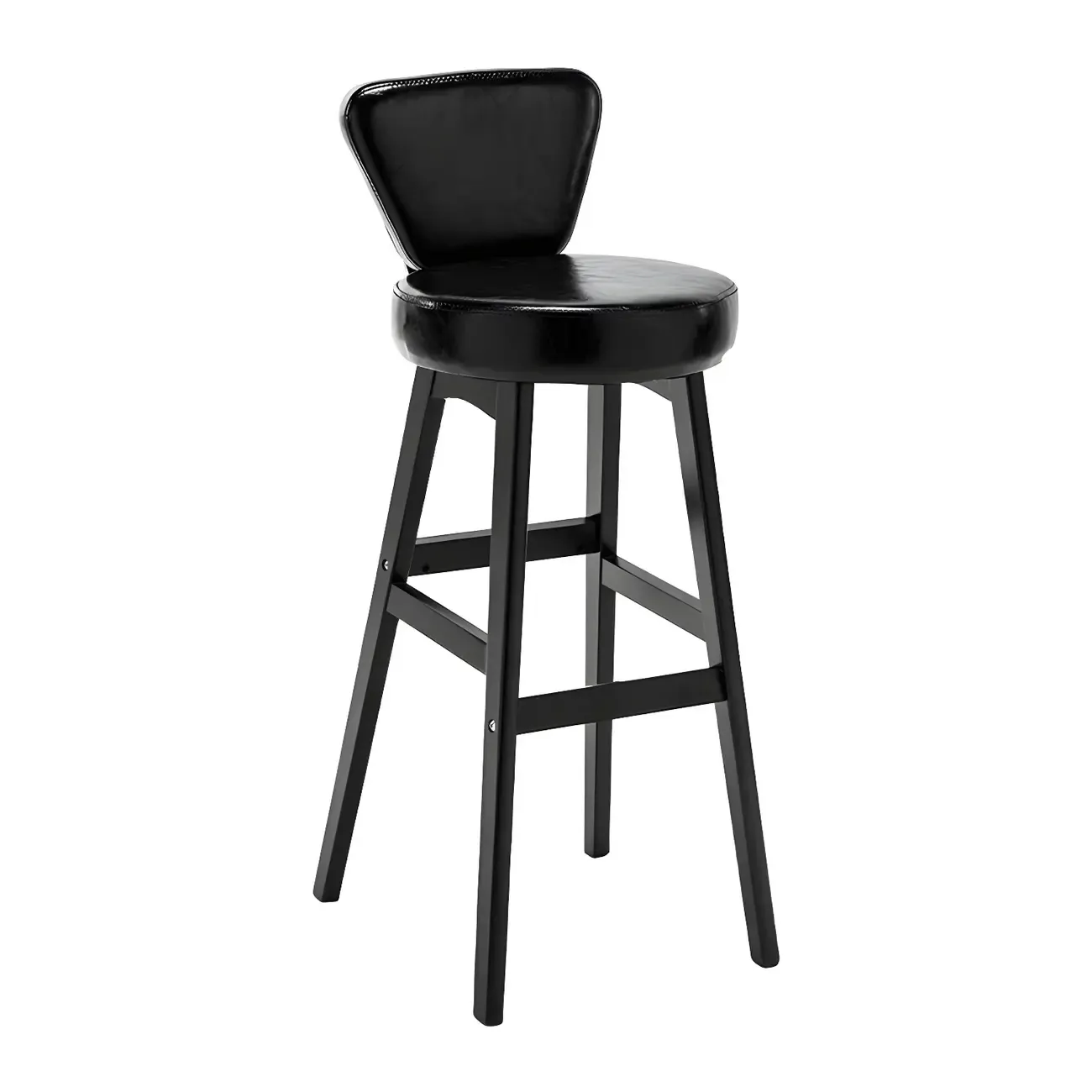 Brown Round Leather Counter Height Bar Stools Image - 58