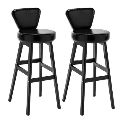 Brown Round Leather Counter Height Bar Stools Image - 59