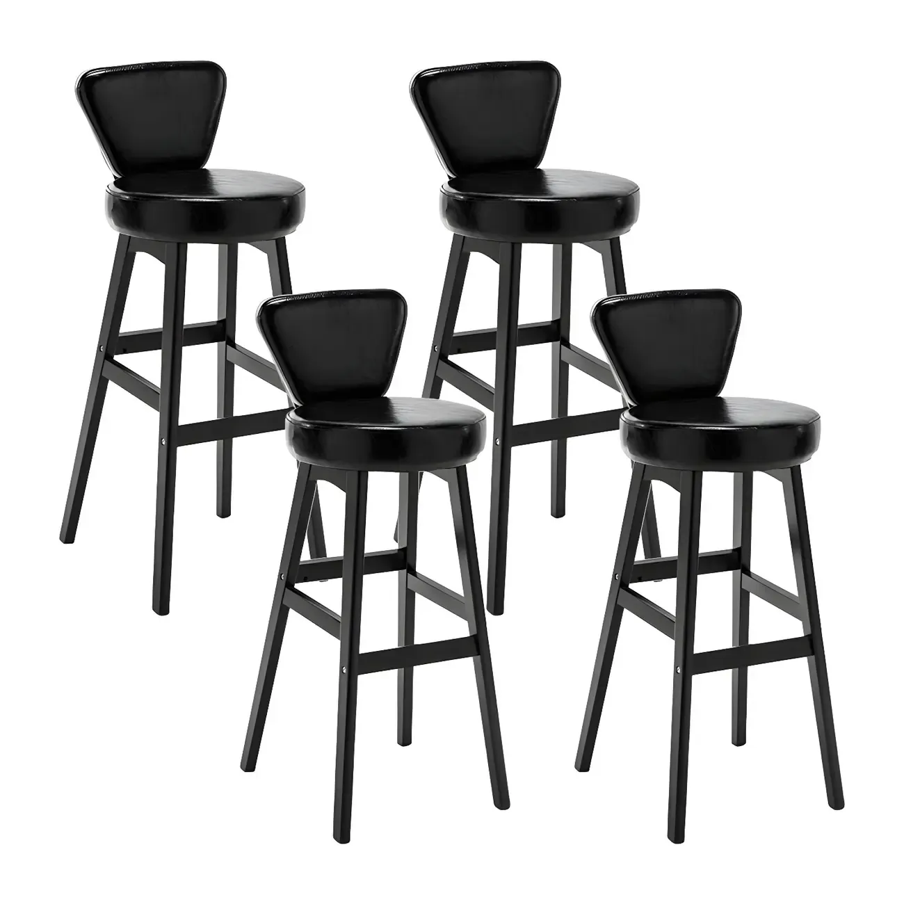 Brown Round Leather Counter Height Bar Stools Image - 60