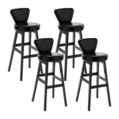 Brown Round Leather Counter Height Bar Stools Image - 60