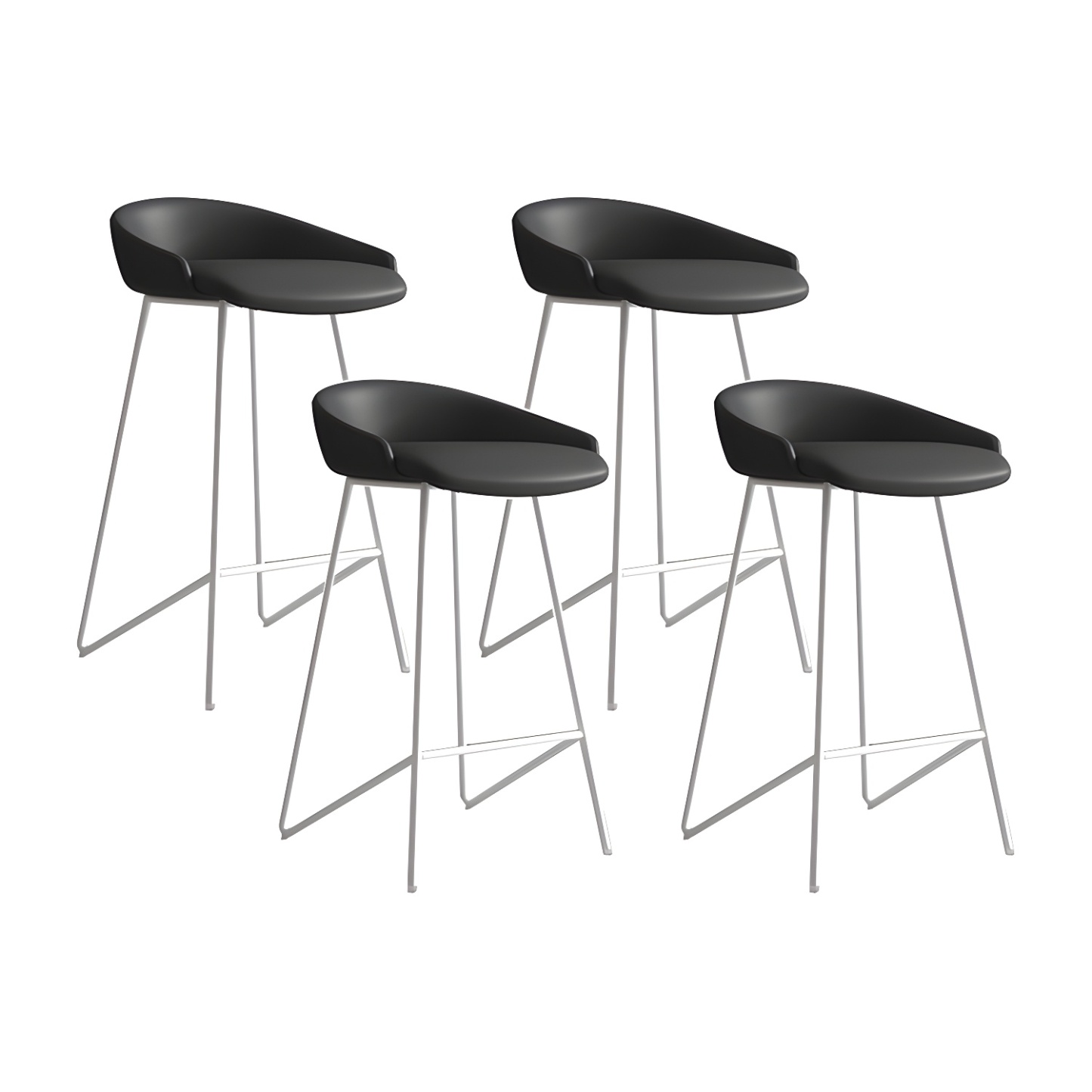 Industrial Leather Counter Height Bar Stools with Backs