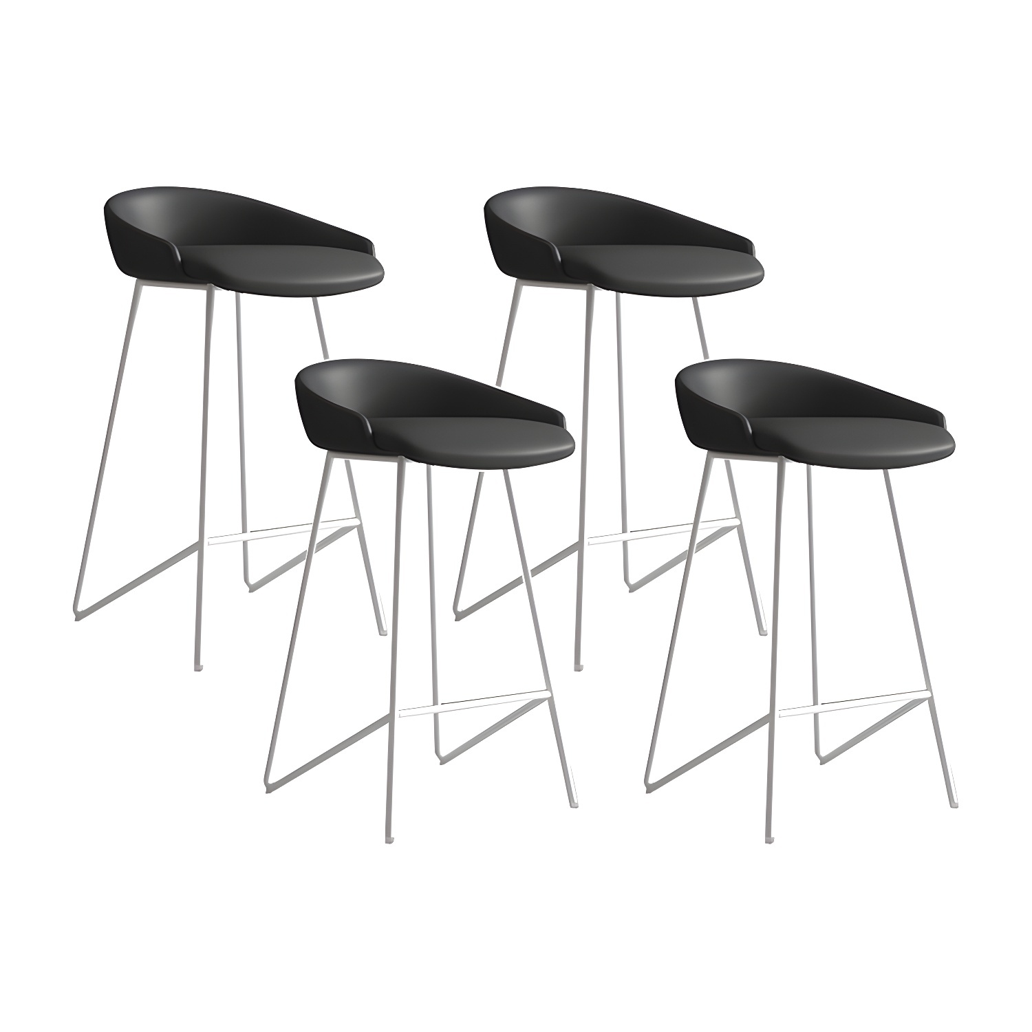 Industrial Leather Counter Height Bar Stools with Backs