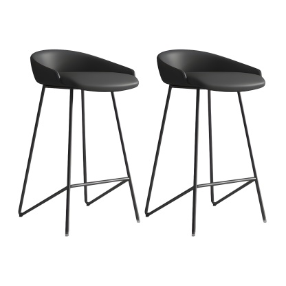 Industrial Leather Counter Height Bar Stools with Backs