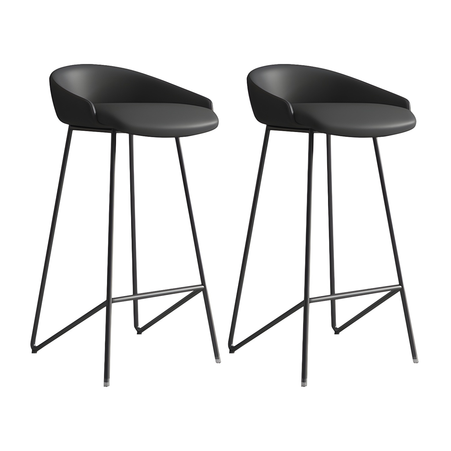 Industrial Leather Counter Height Bar Stools with Backs