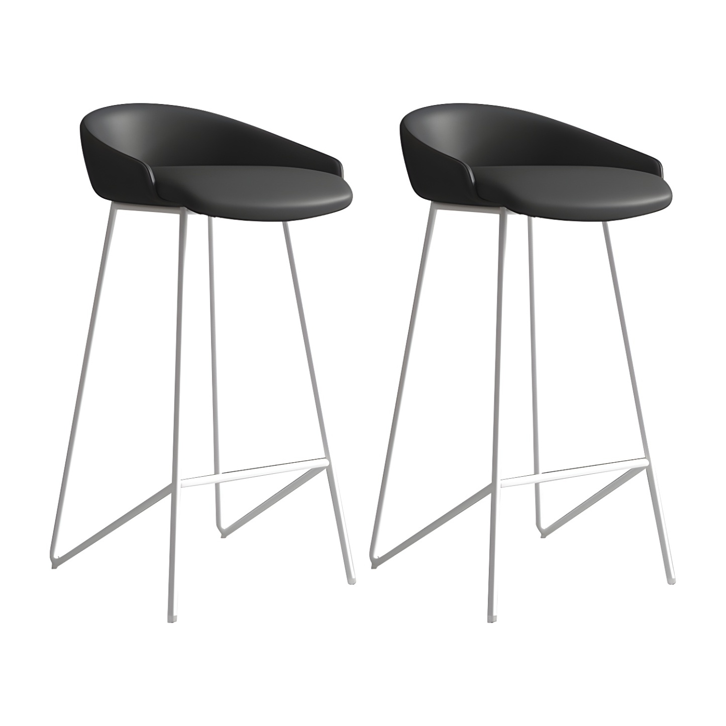 Industrial Leather Counter Height Bar Stools with Backs