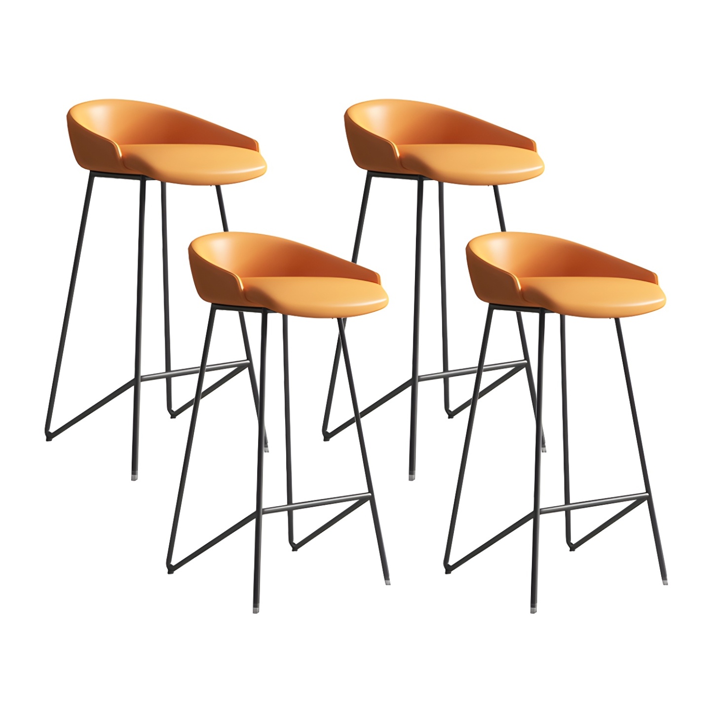 Industrial Leather Counter Height Bar Stools with Backs