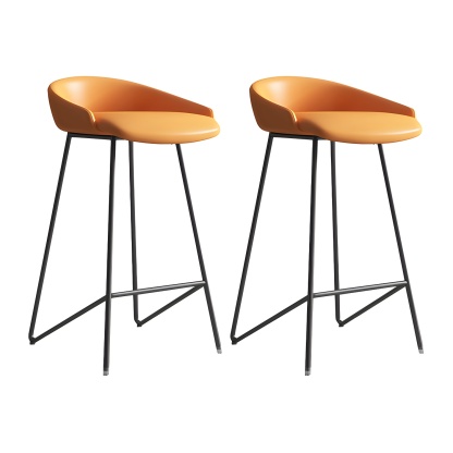 Industrial Leather Counter Height Bar Stools with Backs