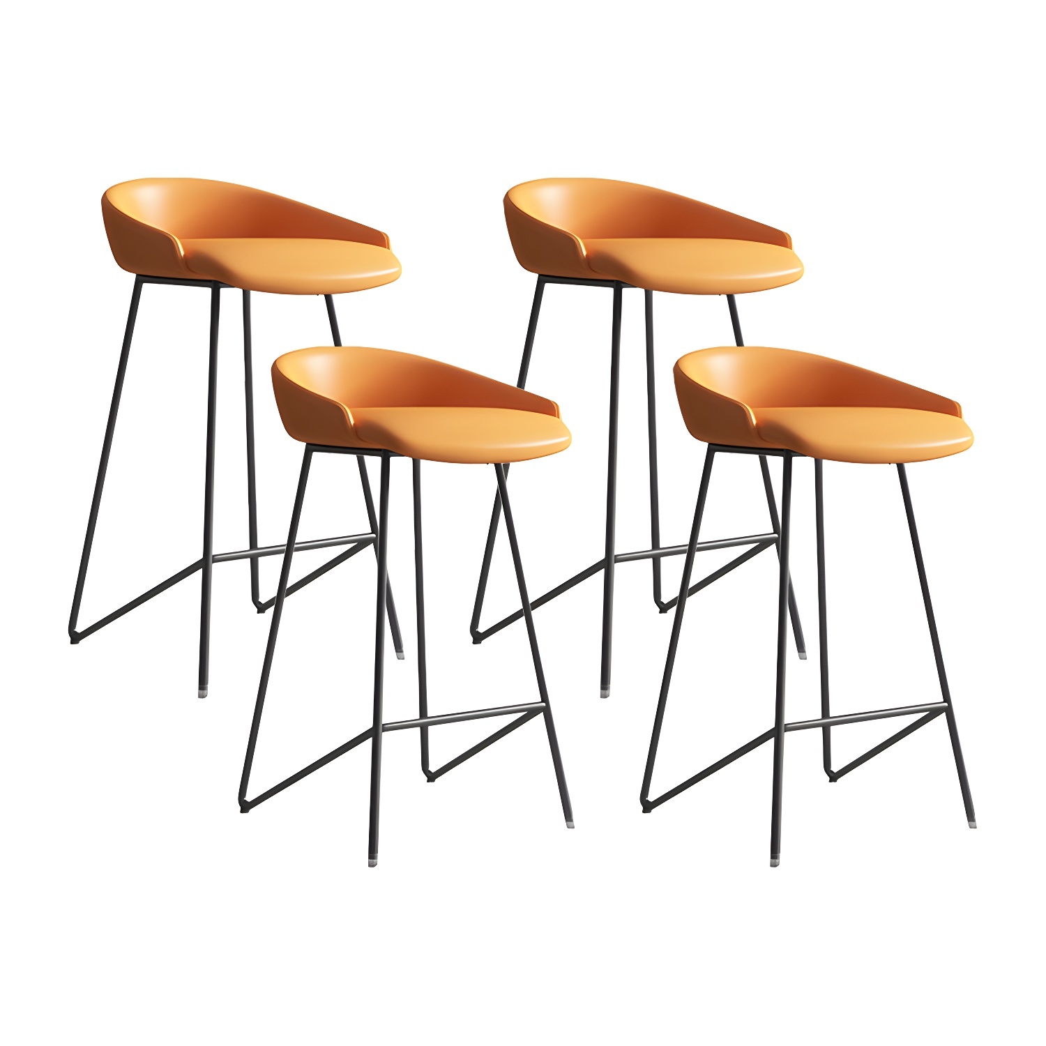 Industrial Leather Counter Height Bar Stools with Backs