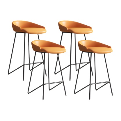 Industrial Leather Counter Height Bar Stools with Backs