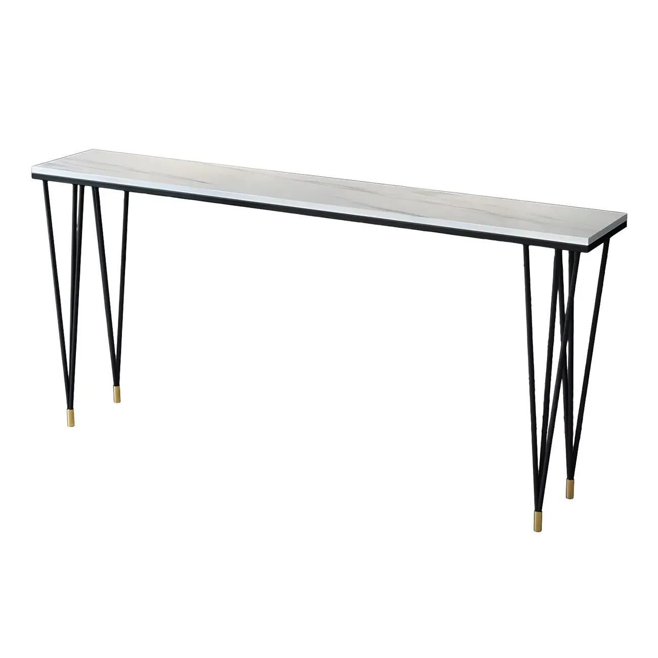 Sleek Black Faux Marble Top Bar Tables Image - 5