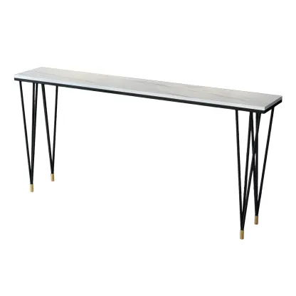 Sleek Black Faux Marble Top Bar Tables Image - 5