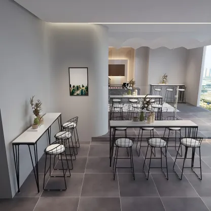 Sleek Black Faux Marble Top Bar Tables Image - 8