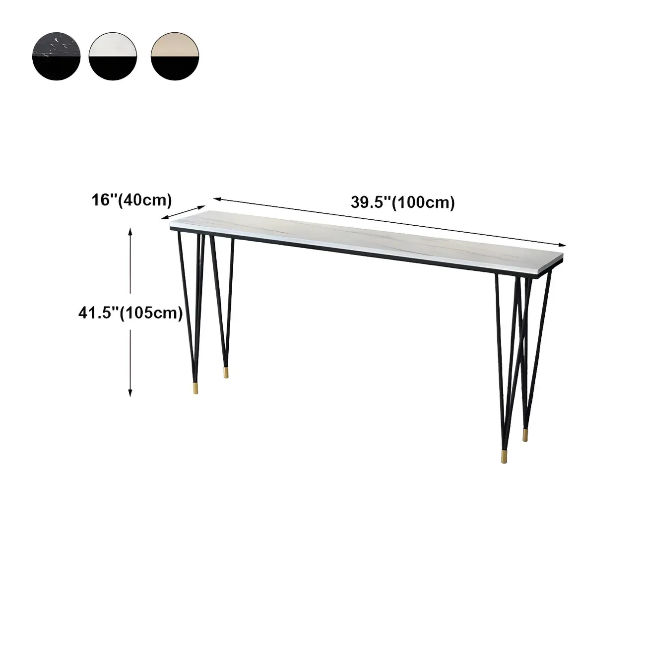 Sleek Black Faux Marble Top Bar Tables #size