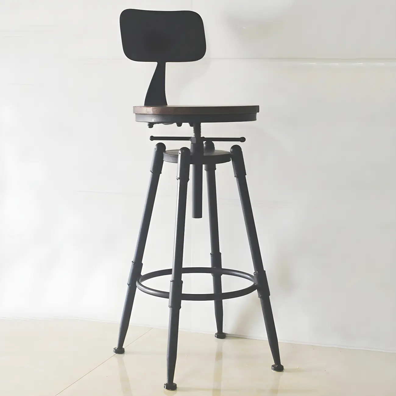 Industrial Metal Swivel Bar Stools with Back for Home Bar Image - 2 | homeyfad