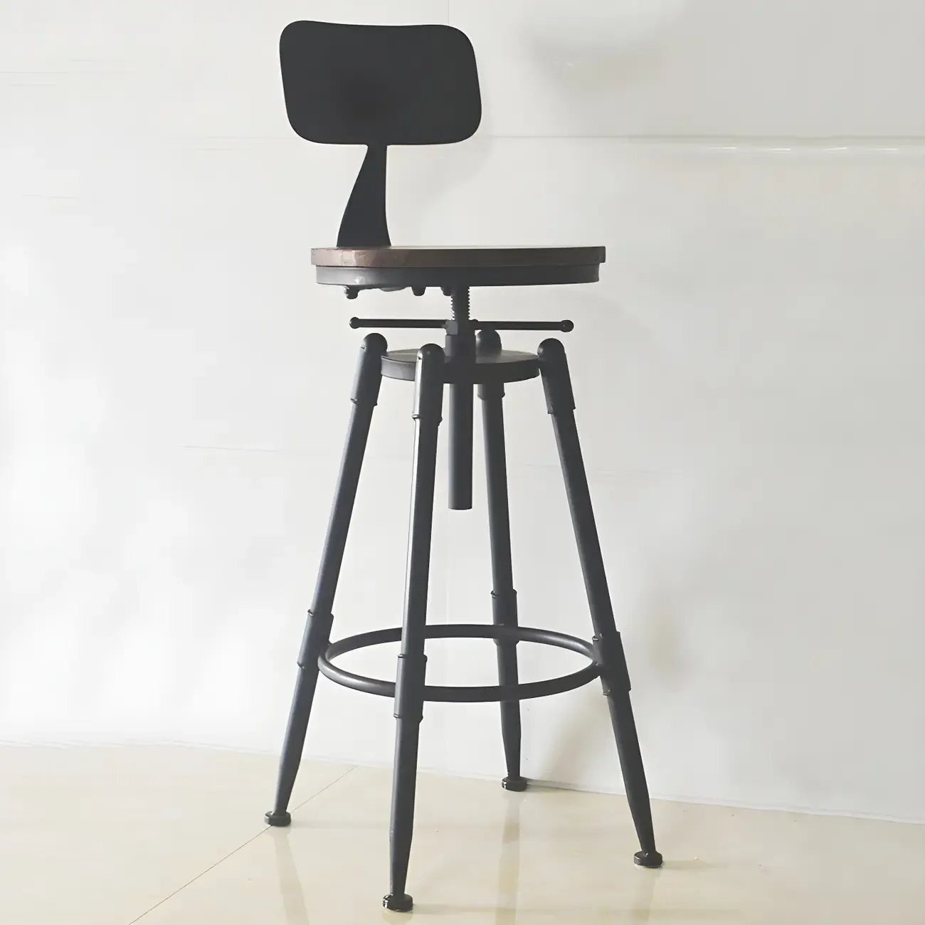 Industrial Metal Swivel Bar Stools with Back for Home Bar Image - 2