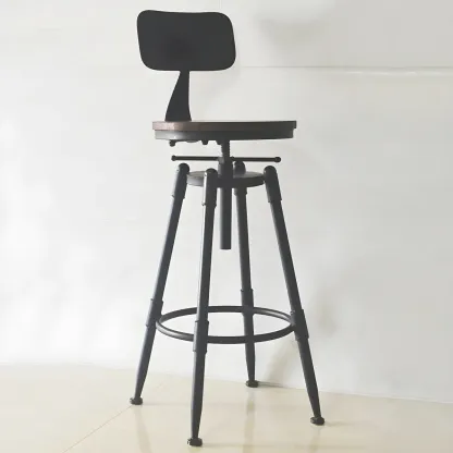 Industrial Metal Swivel Bar Stools with Back for Home Bar Image - 2