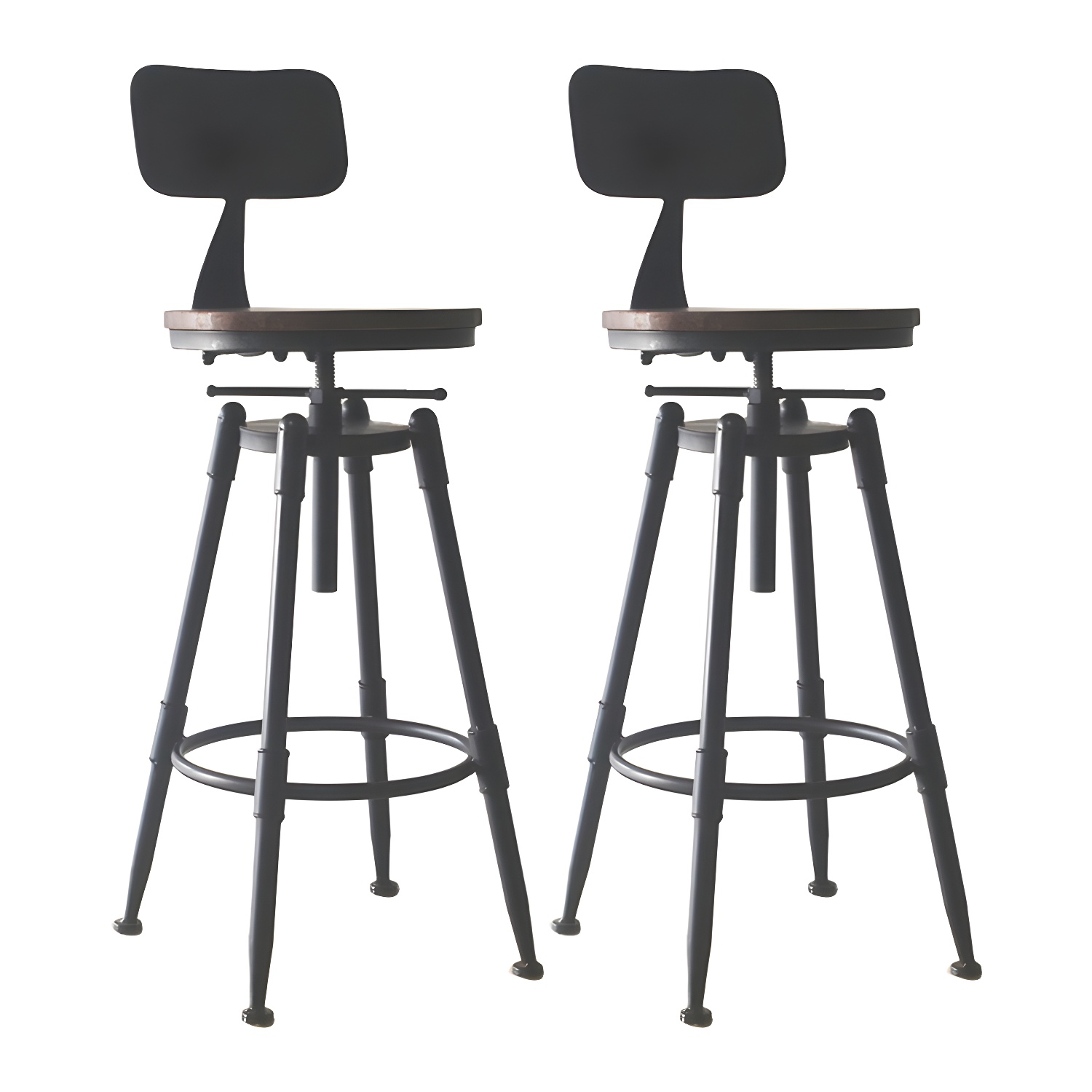 Industrial Metal Leather Swivel Bar Stools with Back | homeyfad