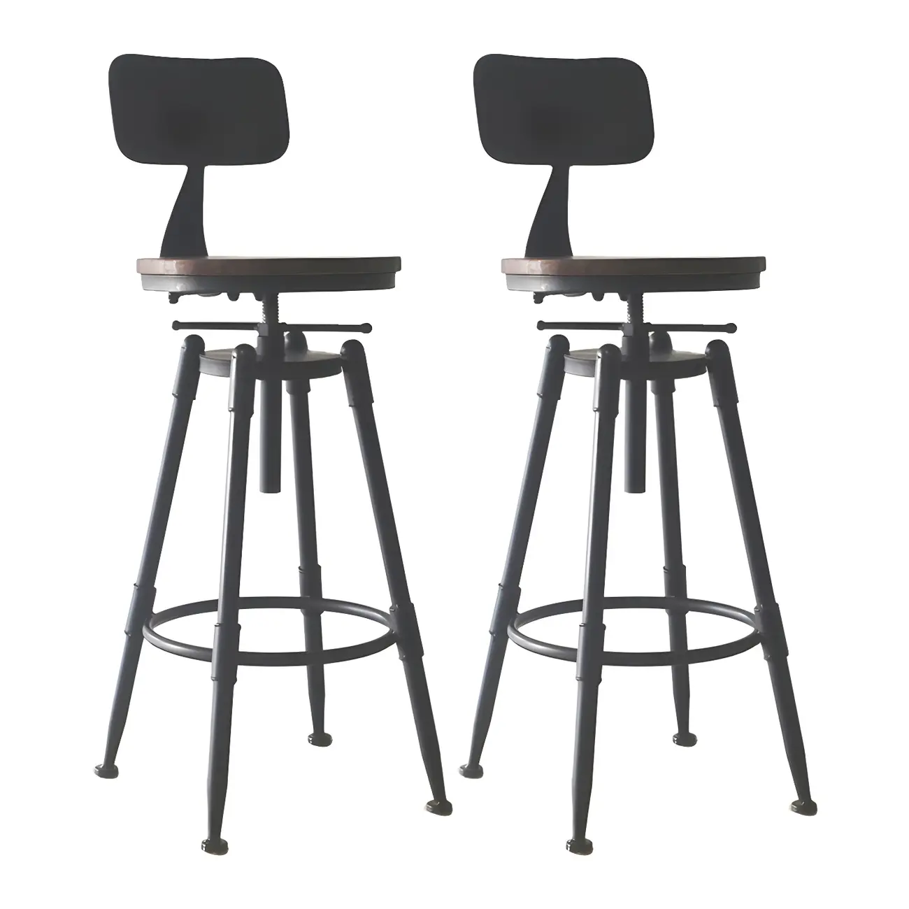 Industrial Metal Swivel Bar Stools with Back for Home Bar Image - 4 | homeyfad