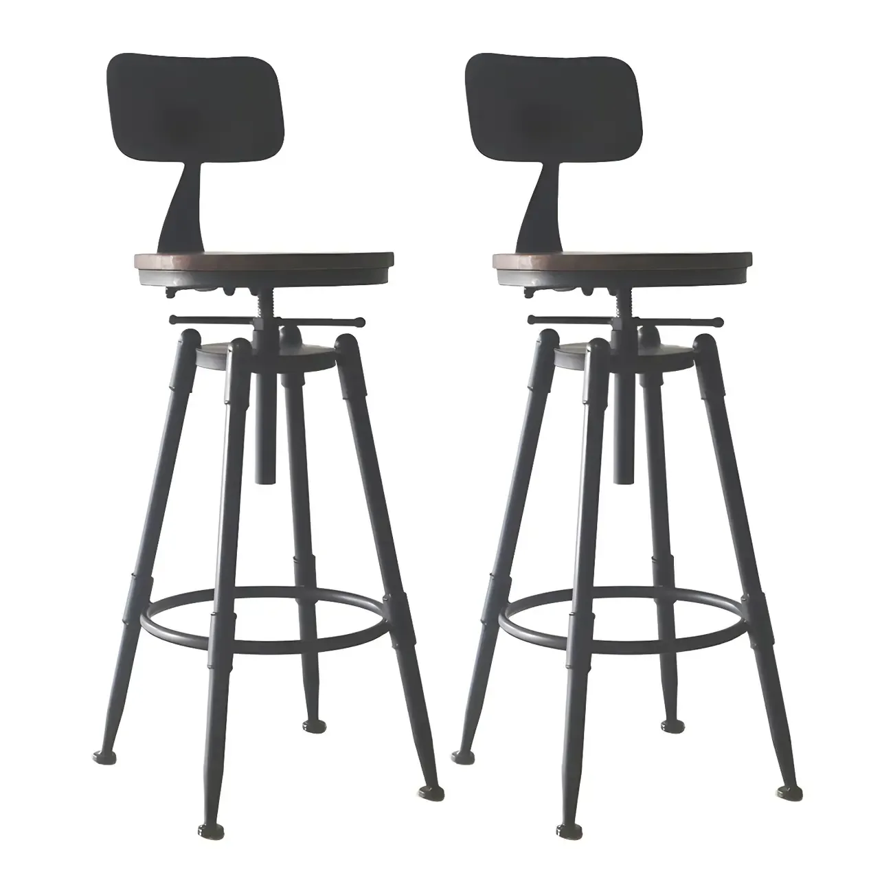 Industrial Metal Swivel Bar Stools with Back for Home Bar Image - 4