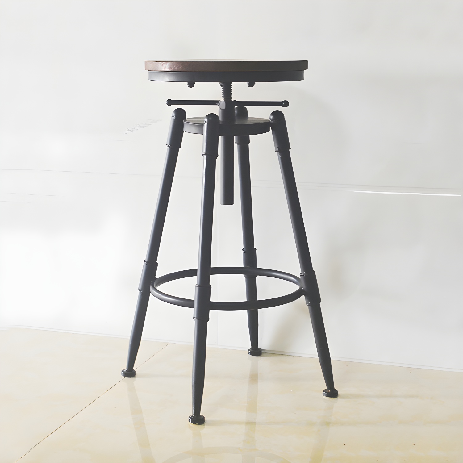 Industrial Metal Leather Swivel Bar Stools with Back | homeyfad