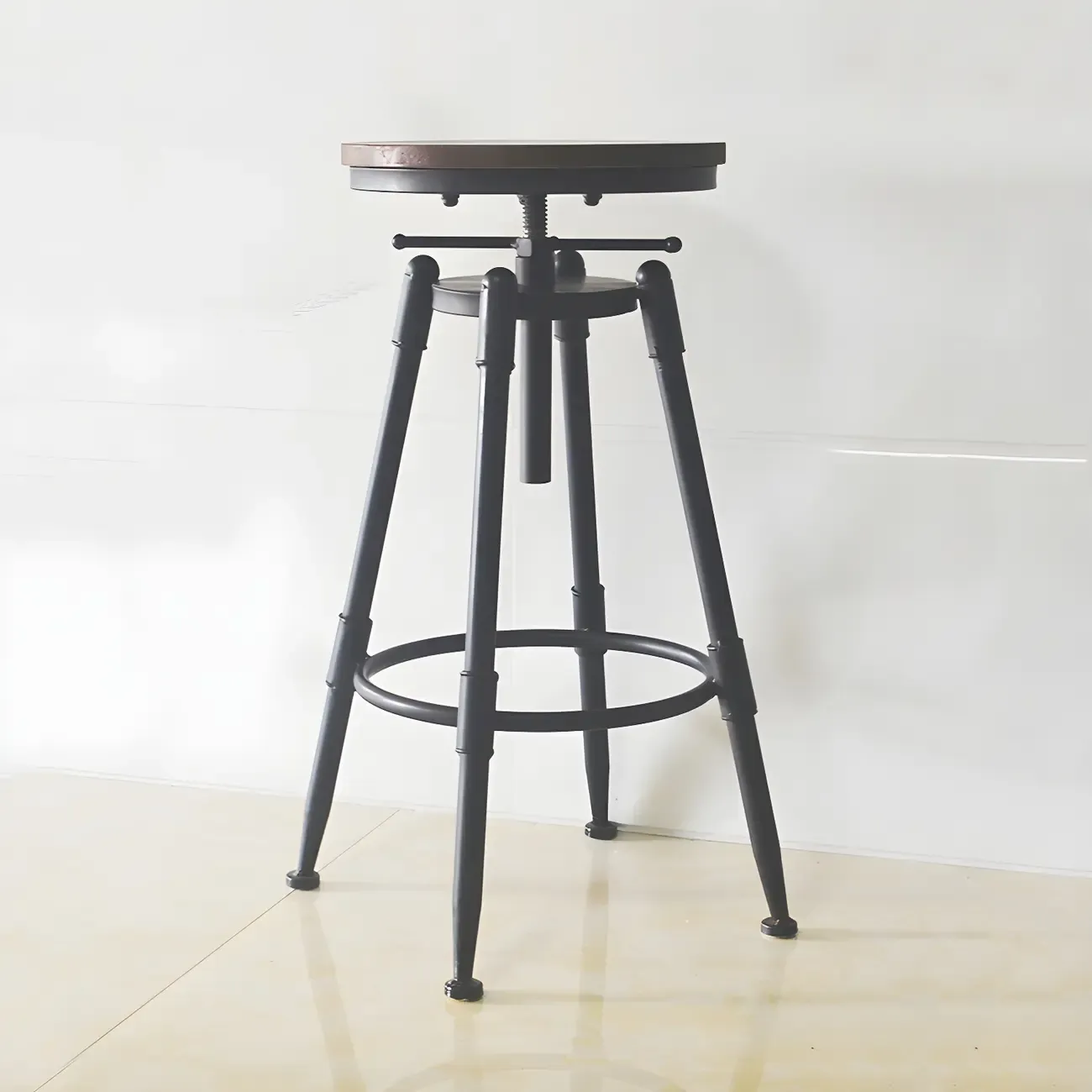 Industrial Metal Swivel Bar Stools with Back for Home Bar Image - 5