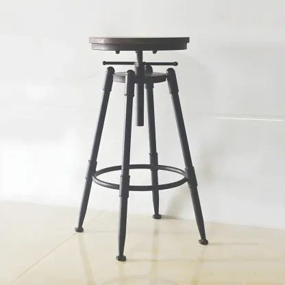 Industrial Metal Swivel Bar Stools with Back for Home Bar Image - 5