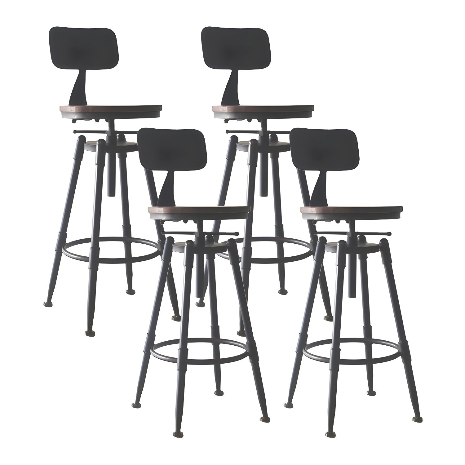 Industrial Metal Leather Swivel Bar Stools with Back | homeyfad