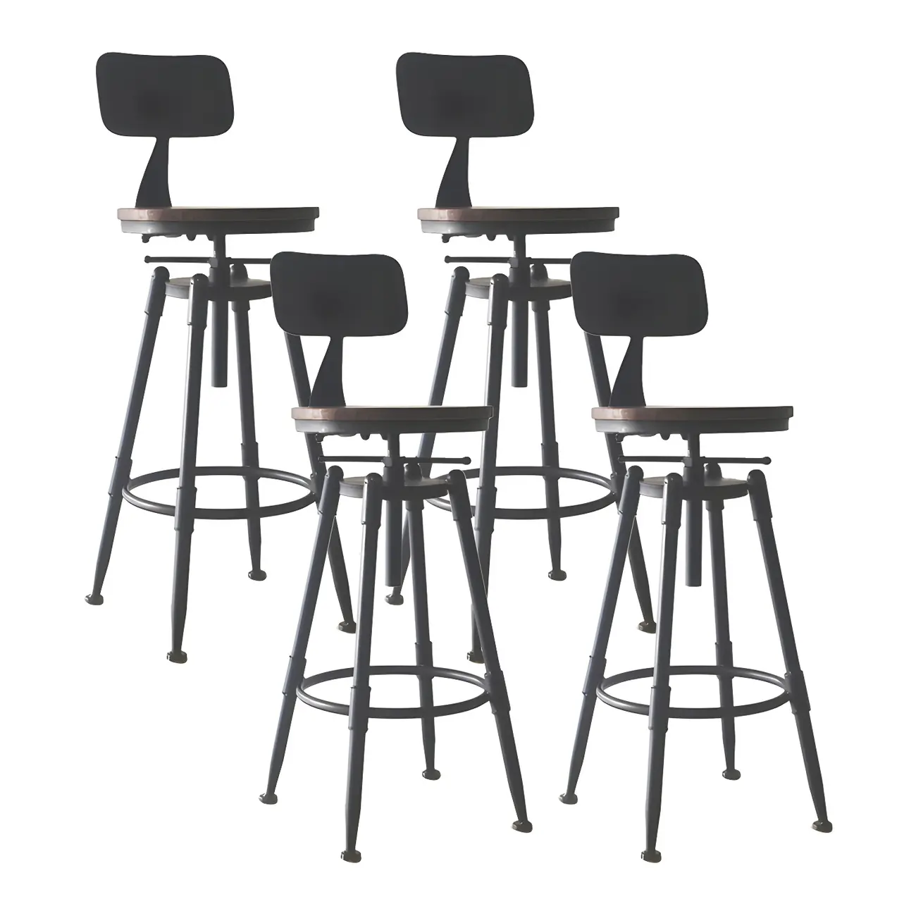 Industrial Metal Swivel Bar Stools with Back for Home Bar Image - 6 | homeyfad