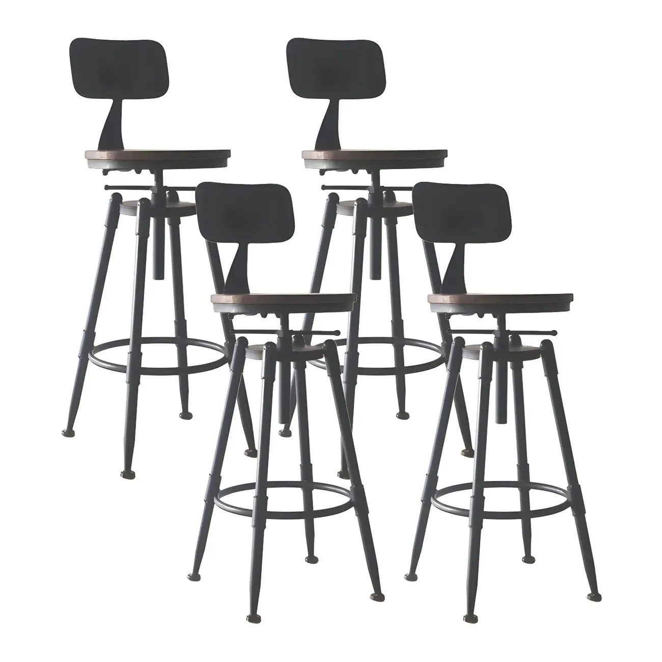 Industrial Metal Swivel Bar Stools with Back for Home Bar Image - 6