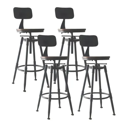 Industrial Metal Swivel Bar Stools with Back for Home Bar Image - 6