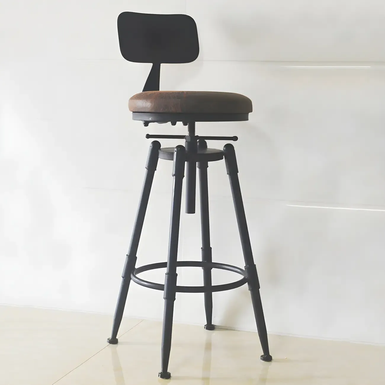 Industrial Metal Swivel Bar Stools with Back for Home Bar Image - 8
