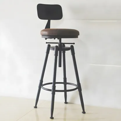 Industrial Metal Swivel Bar Stools with Back for Home Bar Image - 8