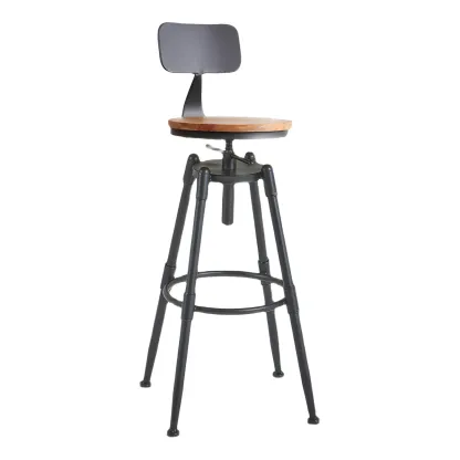 Industrial Metal Swivel Bar Stools with Back for Home Bar Image - 9