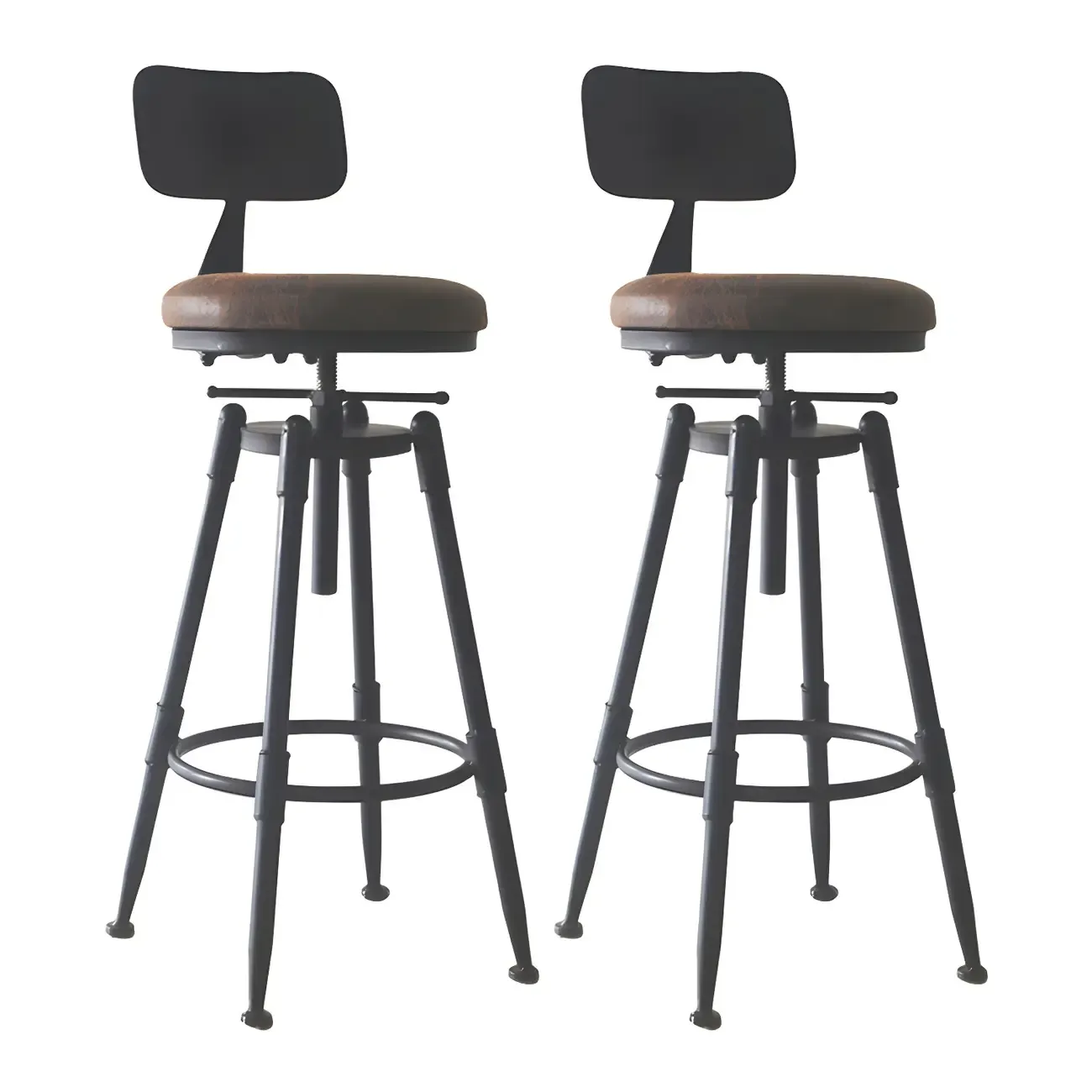 Industrial Metal Swivel Bar Stools with Back for Home Bar Image - 10
