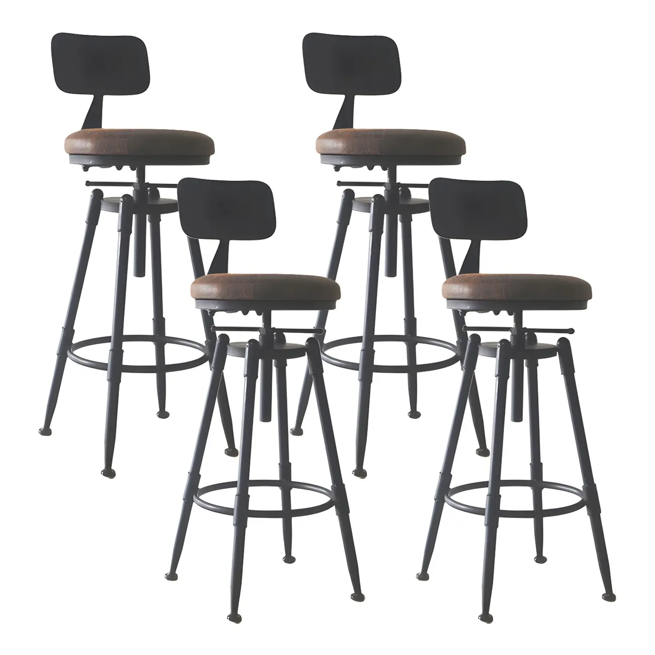 Industrial Metal Swivel Bar Stools with Back for Home Bar Image - 11 | homeyfad