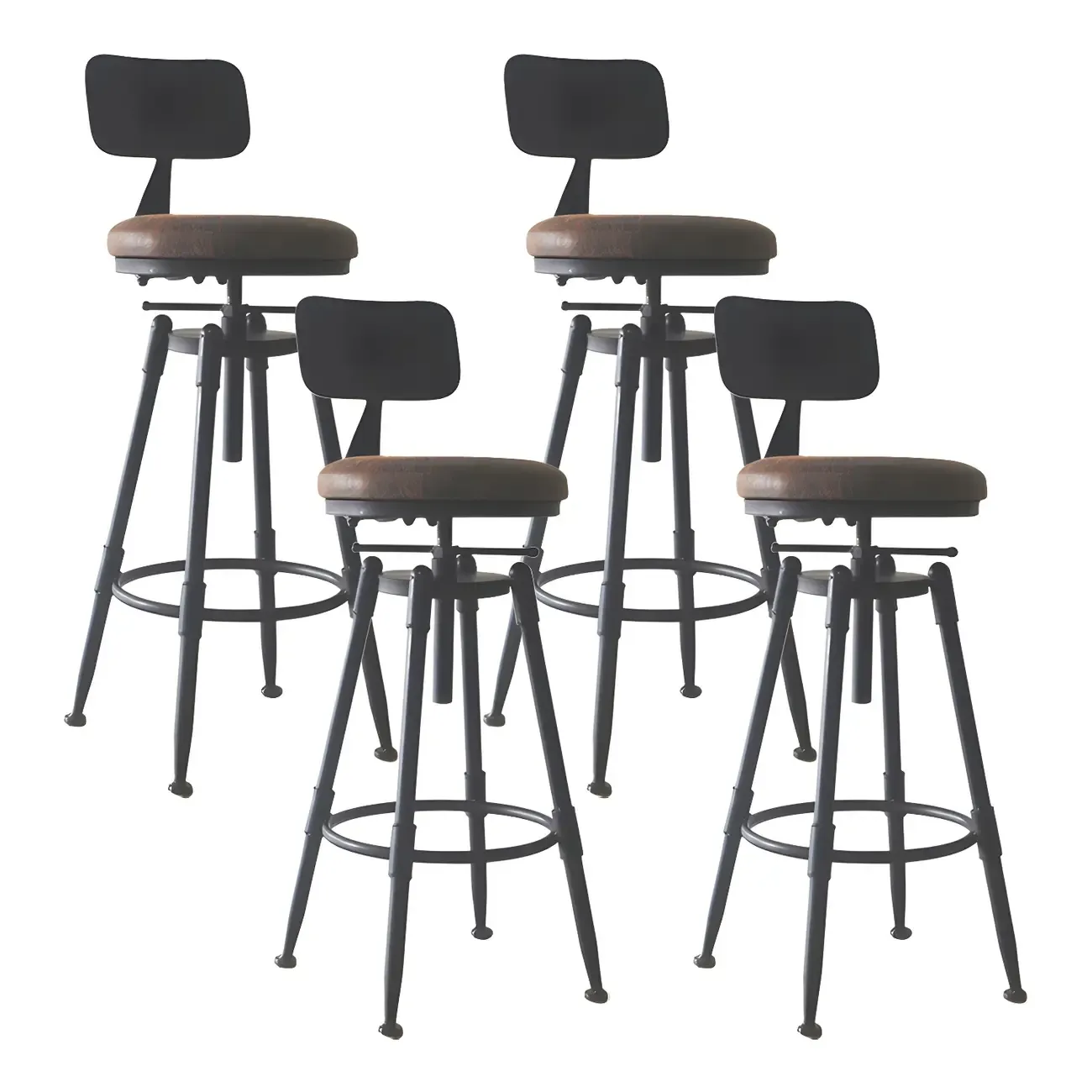 Industrial Metal Swivel Bar Stools with Back for Home Bar Image - 11