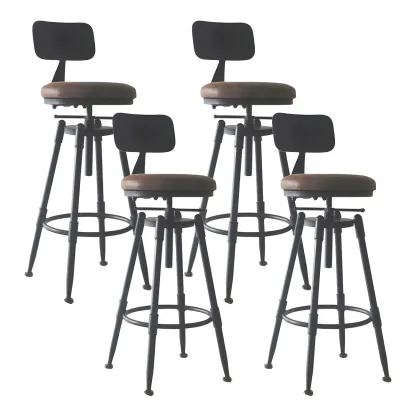 Industrial Metal Swivel Bar Stools with Back for Home Bar Image - 11