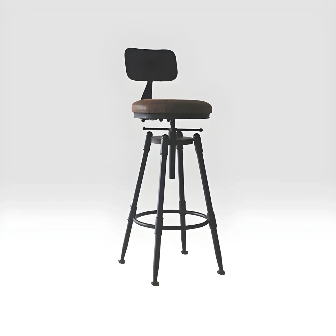 Industrial Metal Swivel Bar Stools with Back for Home Bar Image - 12