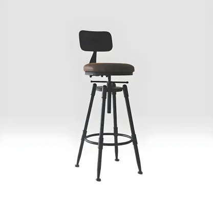 Industrial Metal Swivel Bar Stools with Back for Home Bar Image - 12