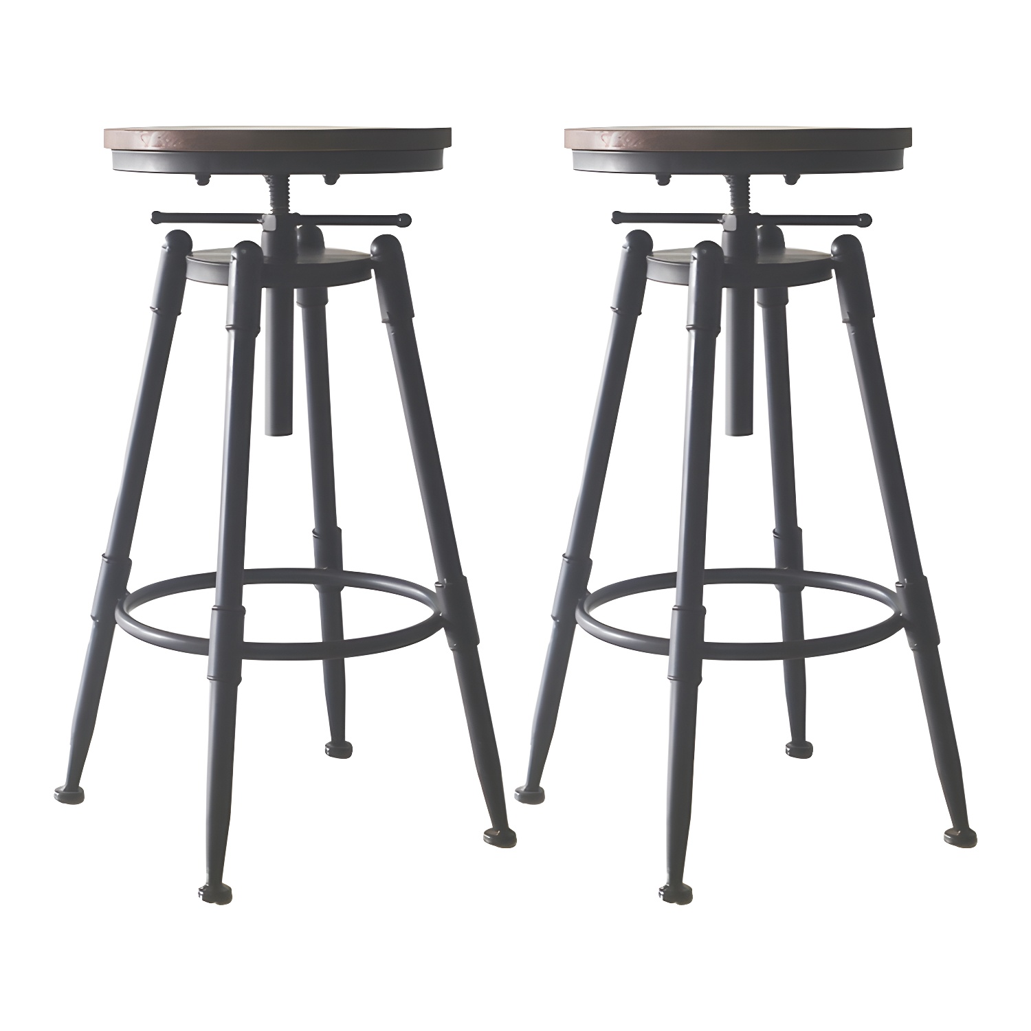 Industrial Metal Leather Swivel Bar Stools with Back | homeyfad