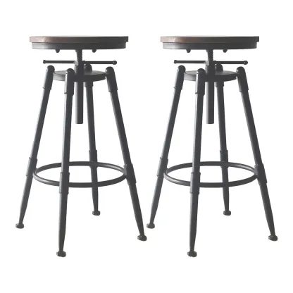 Industrial Metal Swivel Bar Stools with Back for Home Bar Image - 13