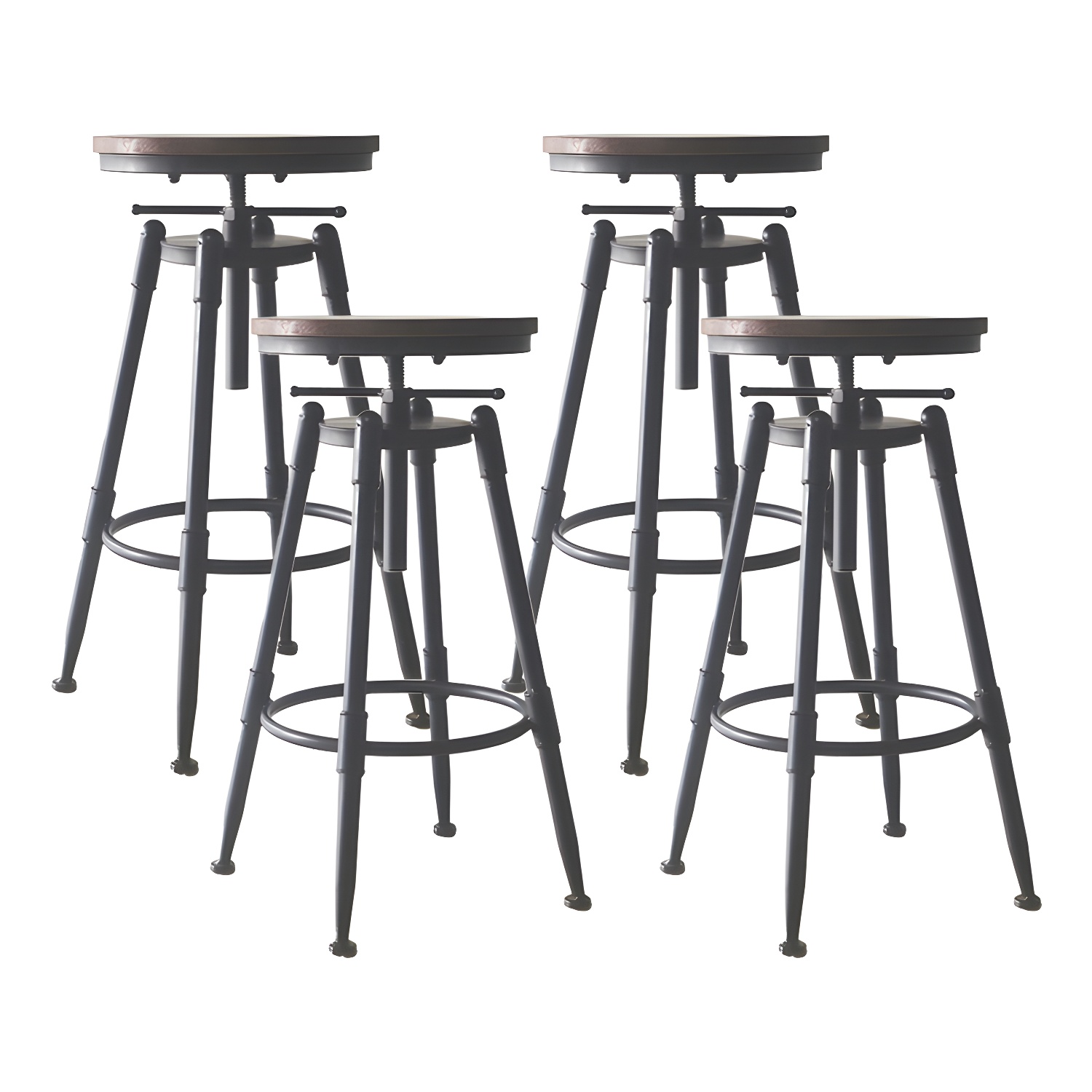 Industrial Metal Leather Swivel Bar Stools with Back | homeyfad